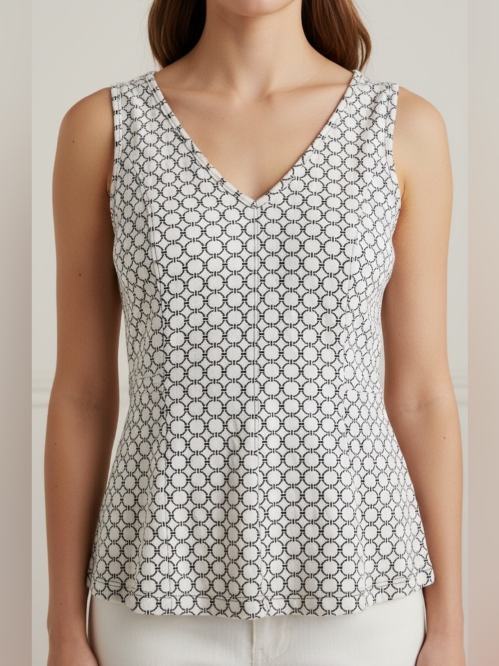 Maeve by Anthropologie Women’s Size X Small Peplum V-Neck Top  White Cotton